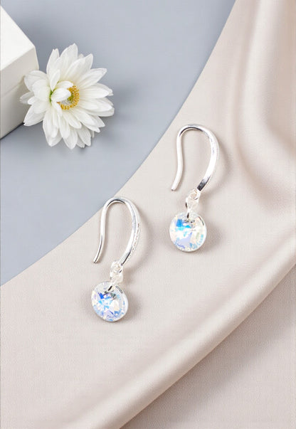 Aros Sofia Baño Oro Blanco Creado con Cristal Swarovski® Aurora Boreal