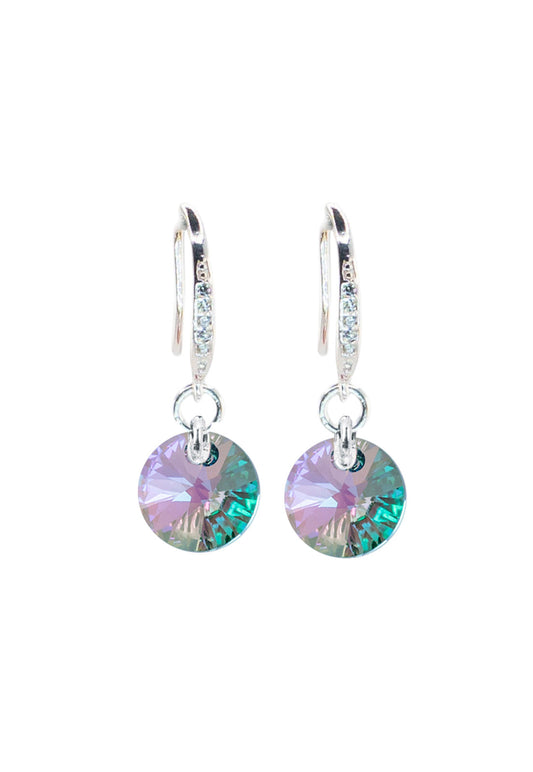 Aros Sofia Baño Oro Blanco Cristal Swarovski® Paradise Shine