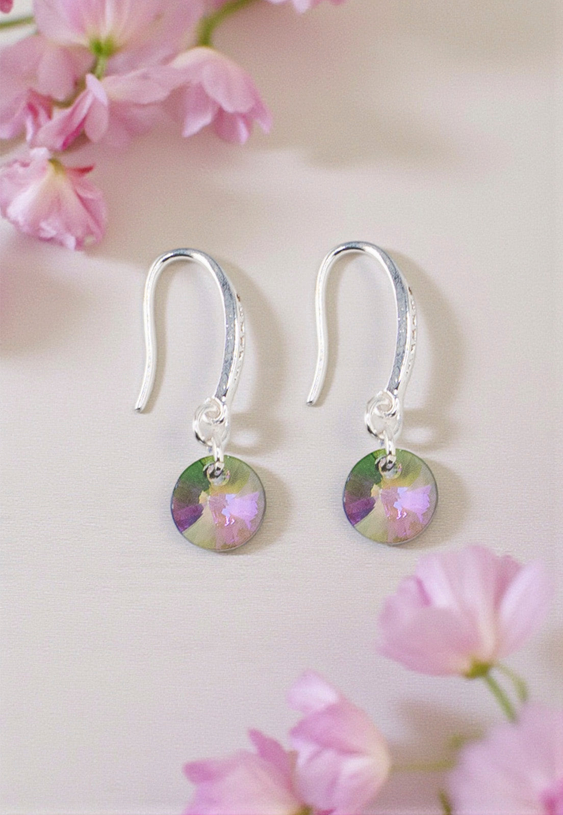 Aros Sofia Baño Oro Blanco Creado con Cristal Swarovski® Paradise Shine