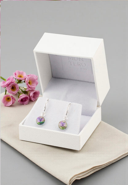 Aros Sofia Baño Oro Blanco Creado con Cristal Swarovski® Paradise Shine