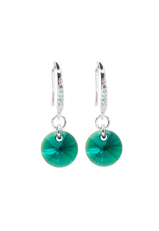 Aros Sofia Baño Oro Blanco Cristal Swarovski® Emerald