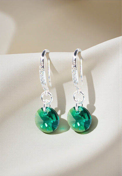 Aros Sofia Baño Oro Blanco Creado con Cristal Swarovski® Emerald