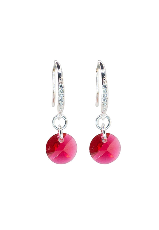 Aros Sofia Baño Oro Blanco Cristal Swarovski® Scarlet