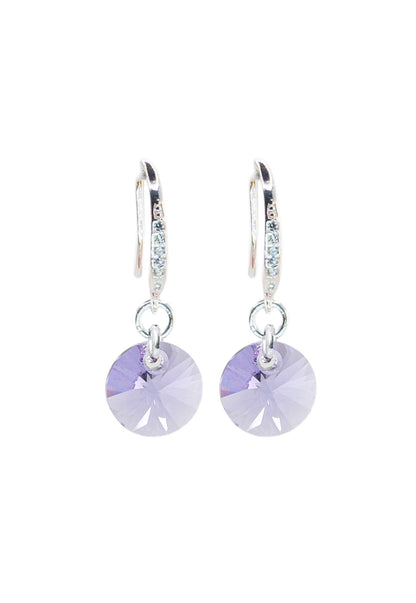 Aros Sofia Baño Oro Blanco Creado con Cristal Swarovski® Violeta