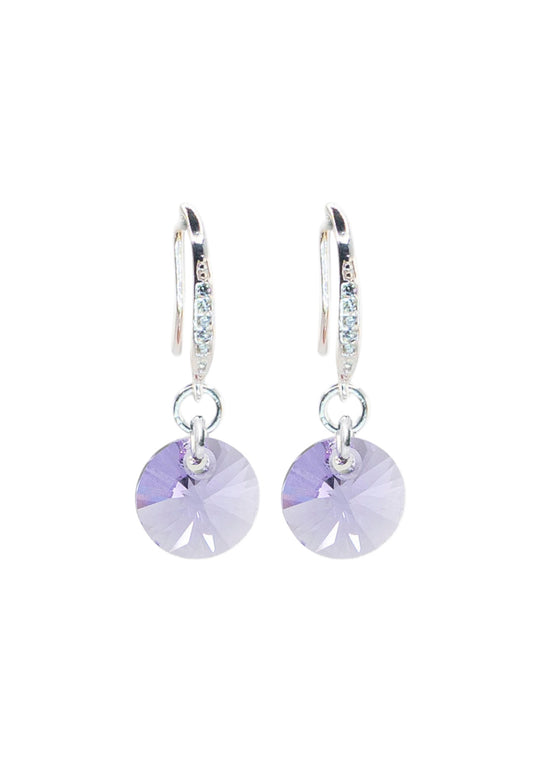 Aros Sofia Baño Oro Blanco Creado con Cristal Swarovski® Violeta