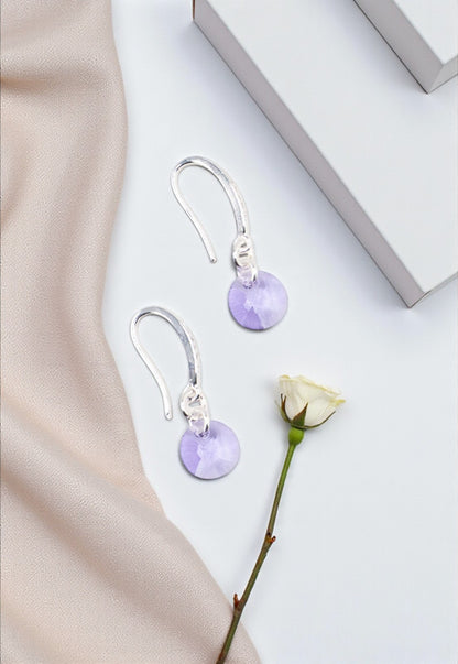 Aros Sofia Baño Oro Blanco Creado con Cristal Swarovski® Violeta
