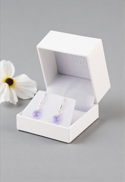 Aros Sofia Baño Oro Blanco Creado con Cristal Swarovski® Violeta