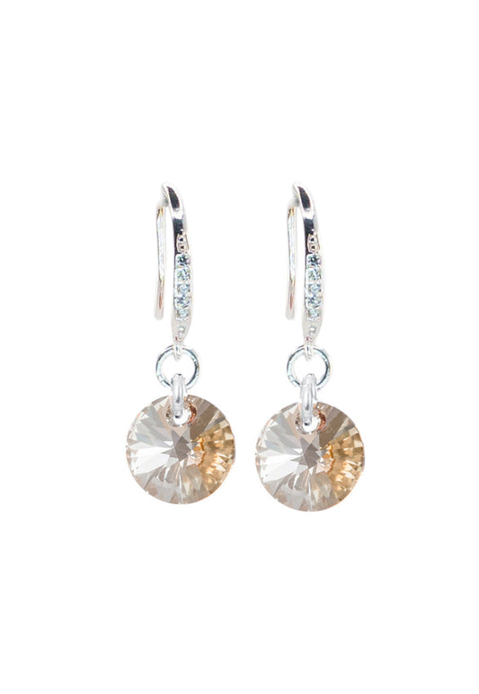 Aros Sofia Baño Oro Blanco Cristal Swarovski® Golden Shadow