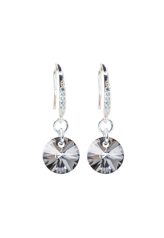 Aros Sofia Baño Oro Blanco Cristal Swarovski® Silver Night