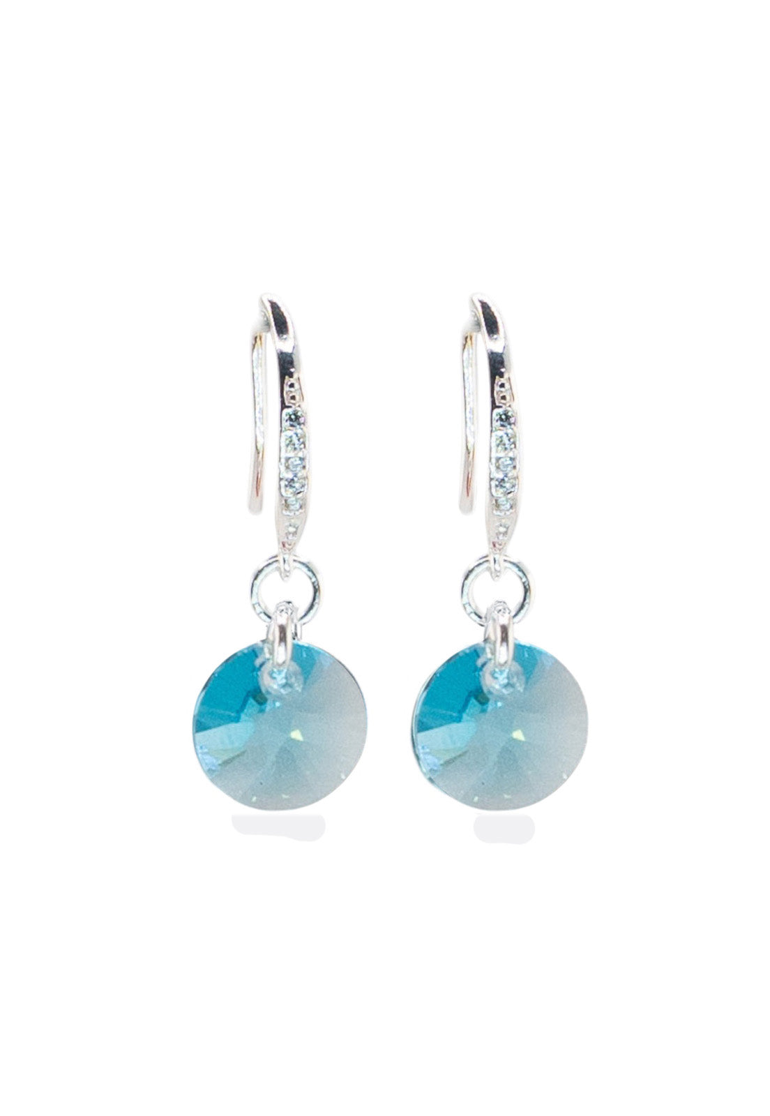 Aros Sofia Baño Oro Blanco Creado con Cristal Swarovski® Turquesa