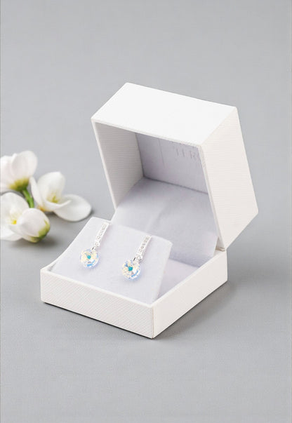 Aros Abril Baño Oro Blanco Creado con Cristal Swarovski® Aurora Boreal