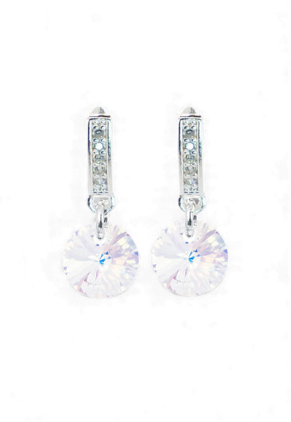 Aros Abril Baño Oro Blanco Creado con Cristal Swarovski® Aurora Boreal