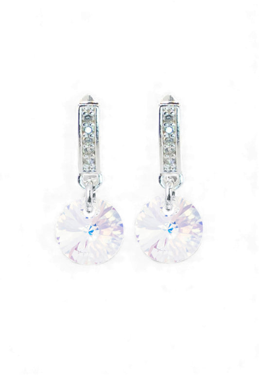 Aros Abril Baño Oro Blanco Creado con Cristal Swarovski® Aurora Boreal