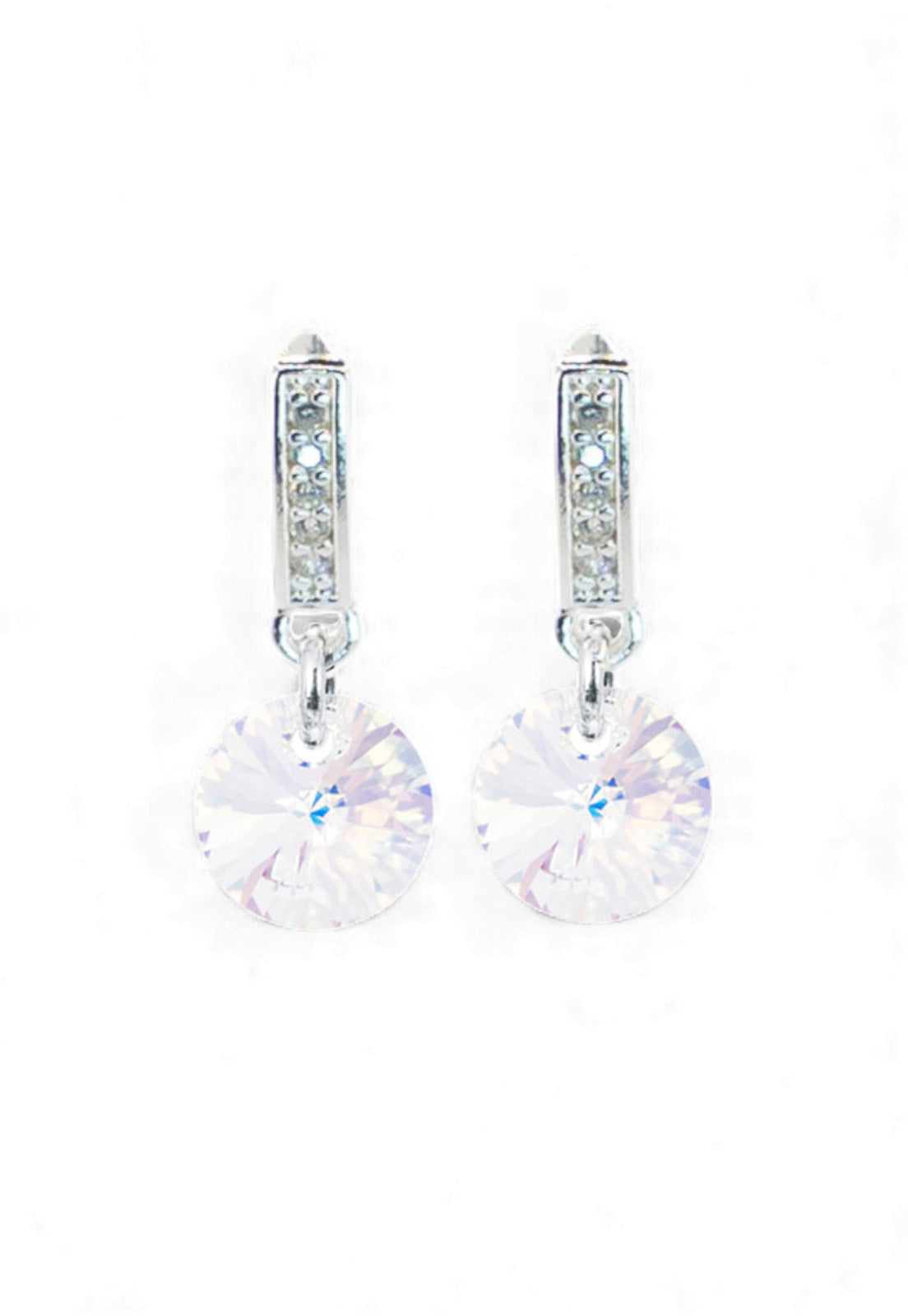 Aros Abril Baño Oro Blanco Cristal Swarovski® Aurora Boreal