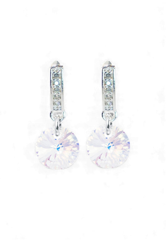 Aros Abril Baño Oro Blanco Cristal Swarovski® Aurora Boreal