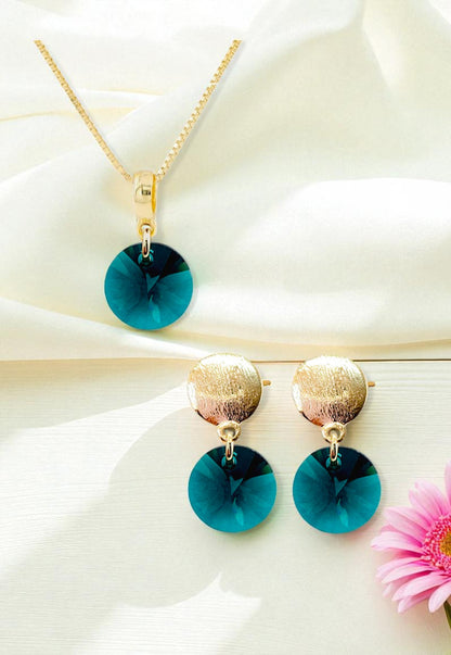 Conjunto Amelia Gold 24K Cristal Genuino Emerald