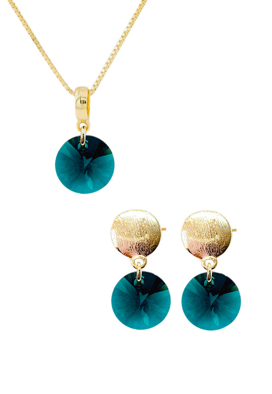 Conjunto Amelia Gold 24K Cristal Swarovski® Emerald