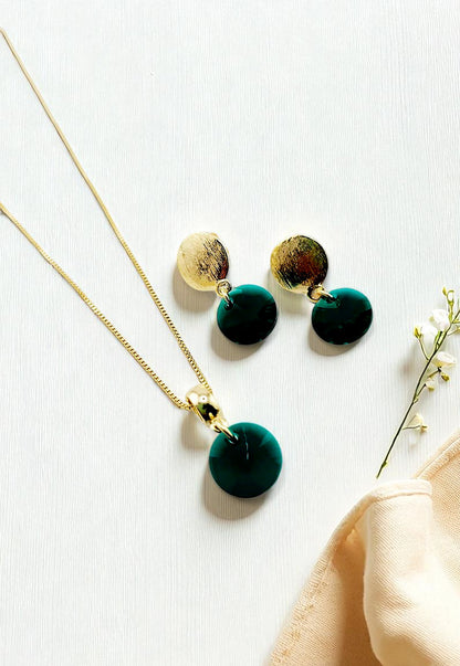 Conjunto Amelia Gold 24K Cristal Genuino Emerald