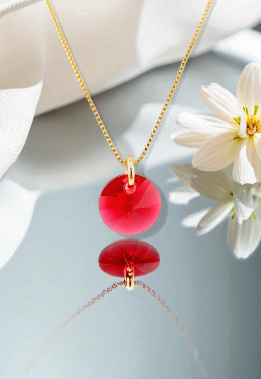 Collar Punto de Luz Gold 24k Cristal Genuino Scarlet