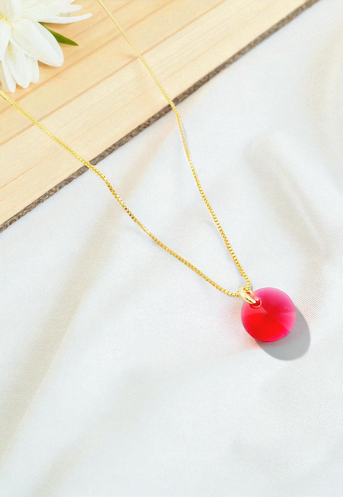 Collar Punto de Luz Gold 24k Cristal Genuino Scarlet