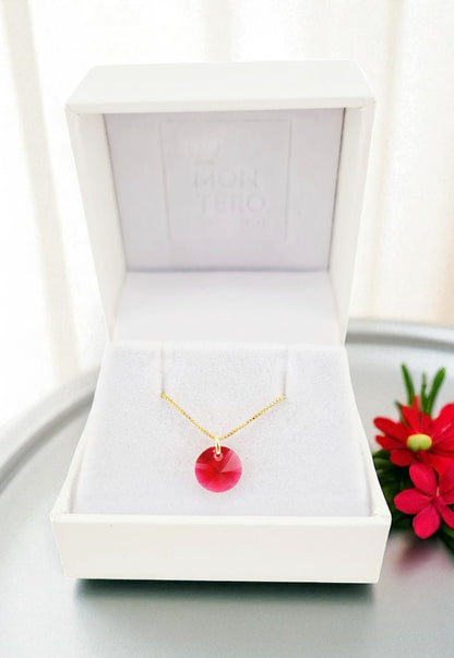 Collar Punto de Luz Gold 24k Cristal Genuino Scarlet