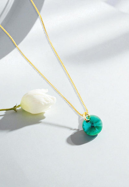 Collar Punto de Luz Gold 24k Cristal Genuino Emerald