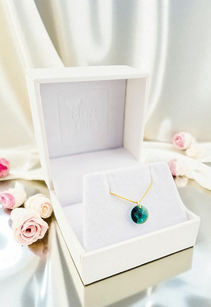 Collar Punto de Luz Gold 24k Cristal Genuino Emerald