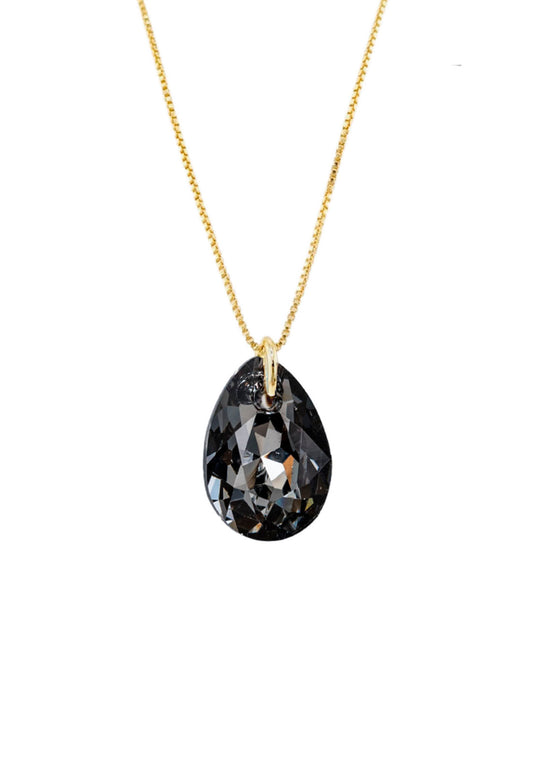 Collar Gota de Luz Gold 24K Creado con cristales de Swarovski® Silver Night