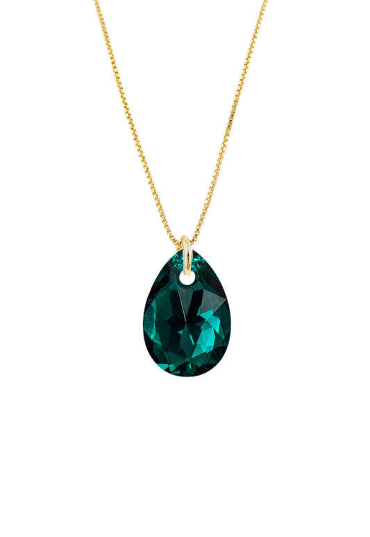 Collar Gota de Luz Gold 24k Creado con cristales de Swarovski® Emerald