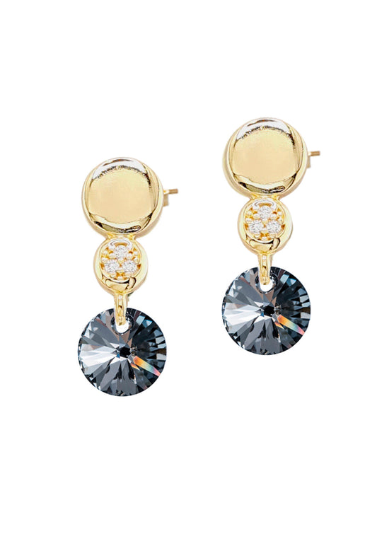 Aros Punto de Luz Gold 24K Cristal Swarovski® Silver Night
