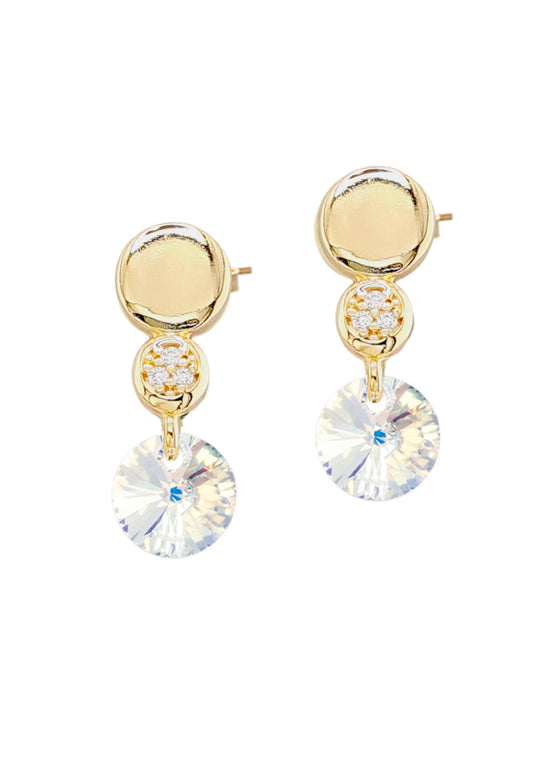 Aros Punto de Luz Gold 24K Cristal Swarovski® Aurora Boreal