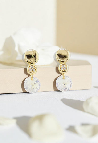 Aros Punto de Luz Gold 24K Cristal Genuino Aurora Boreal