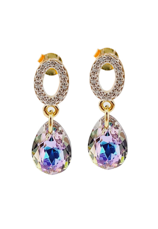 Aros Gota de Luz Gold 24k Cristal Swarovski® Vitral Ligth
