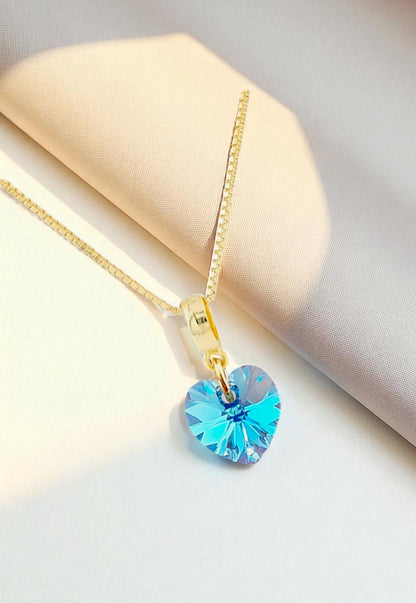 Collar Romance Gold 24K Cristal Genuino Aquamarine