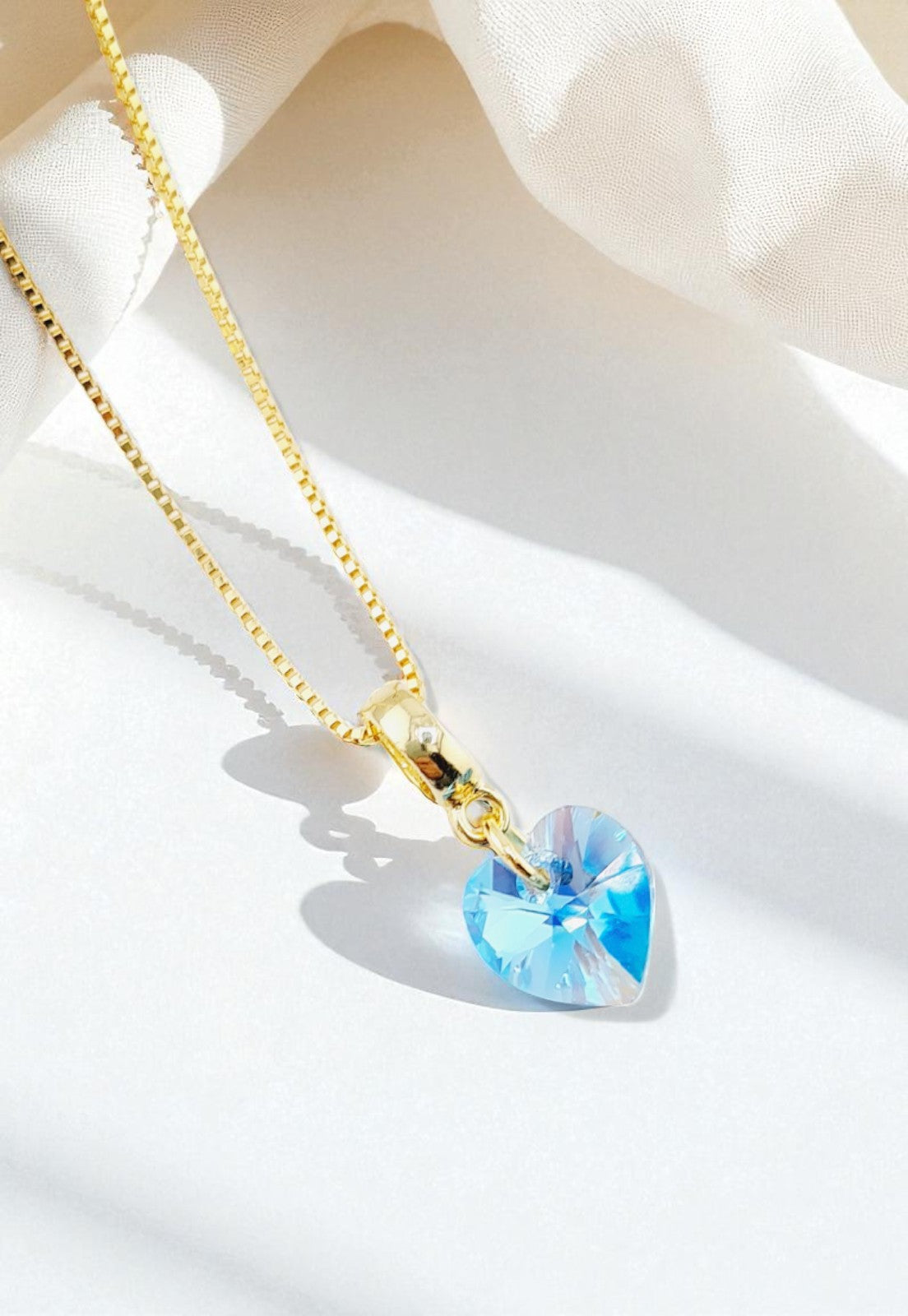 Collar Romance Gold 24K Cristal Genuino Aquamarine