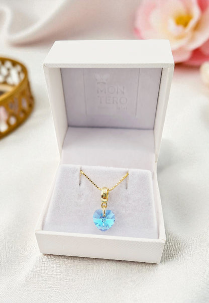 Collar Romance Gold 24K Cristal Genuino Aquamarine