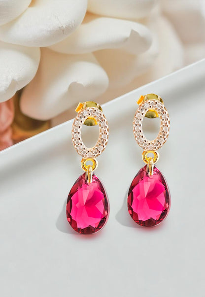 Aros Gota de Luz Gold 24K Cristal Genuino Scarleth