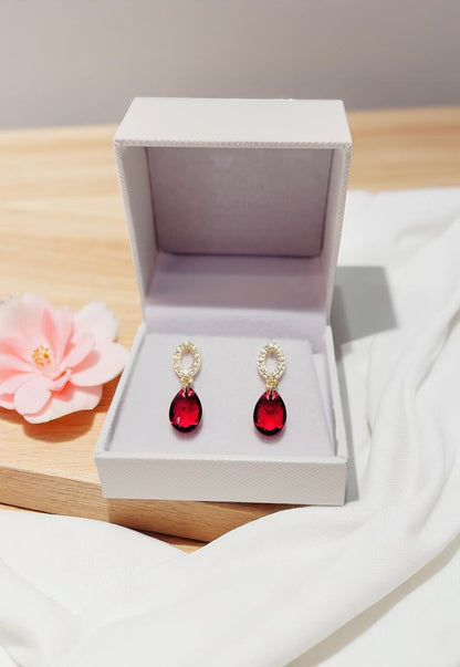 Aros Gota de Luz Gold 24K Cristal Genuino Scarleth