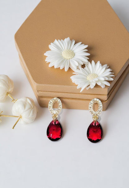 Aros Gota de Luz Gold 24K Cristal Genuino Scarleth