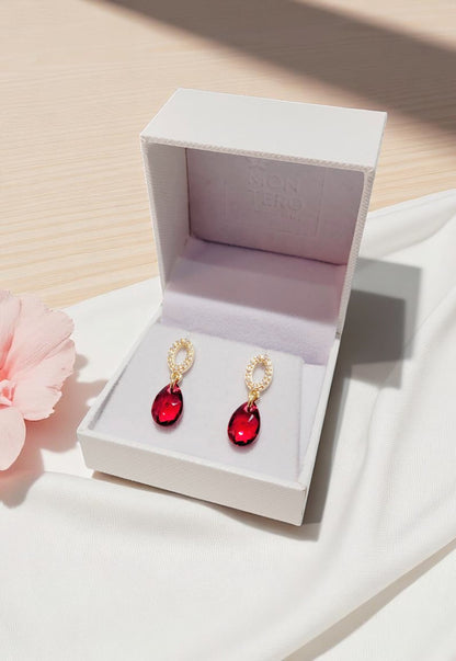 Aros Gota de Luz Gold 24K Cristal Genuino Scarleth