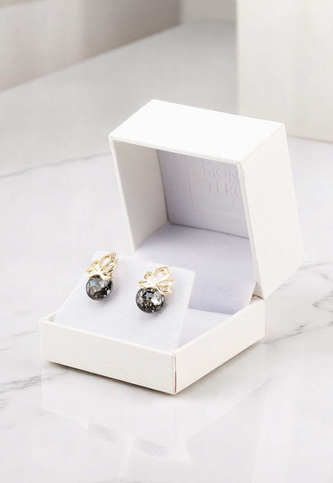 Aros Bali Gold 24K Cristal Genuino Silver Night