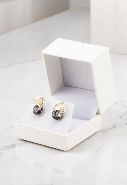 Aros Bali Gold 24K Cristal Genuino Silver Night