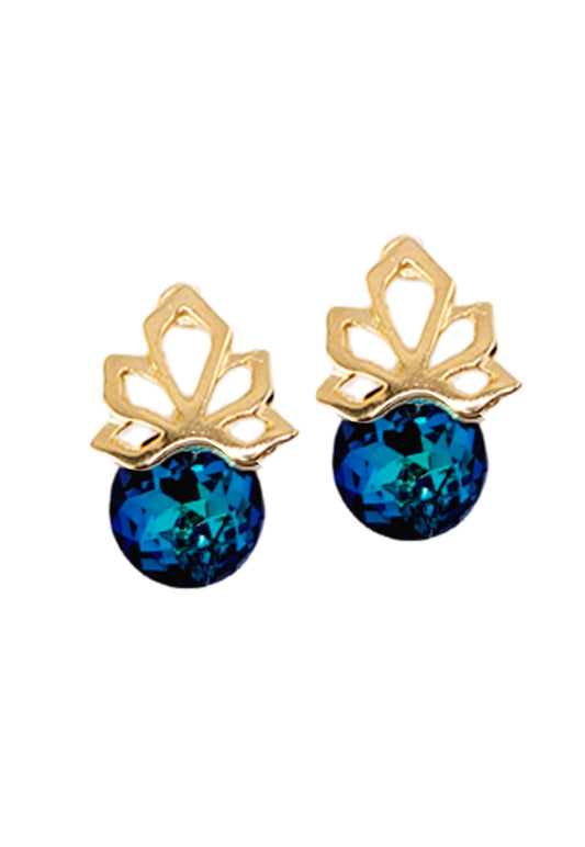 Aros Bali Gold 24K Cristal Swarovski® Bermuda Blue