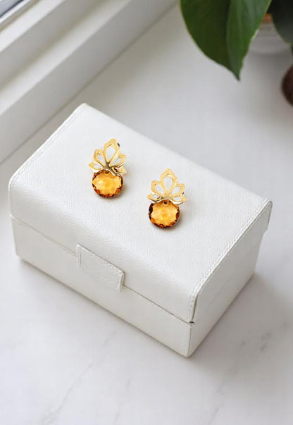 Aros Bali Gold 24K Cristales Genuinos Golden Shadow