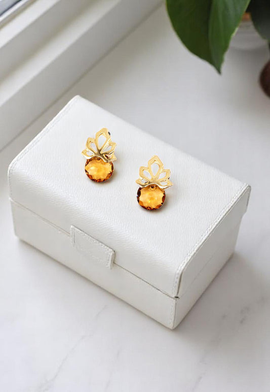 Aros Bali Gold 24K Cristales Genuinos Golden Shadow