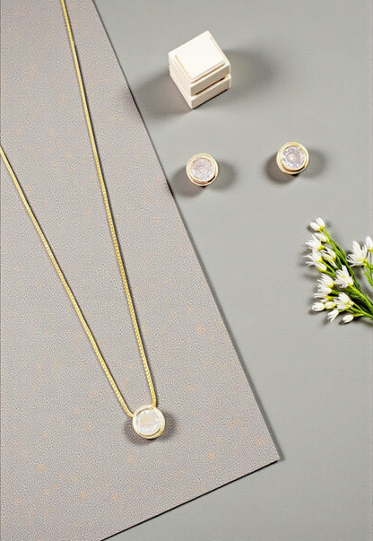 Conjunto Luciana Gold Baño Oro 24k Circon Blanco