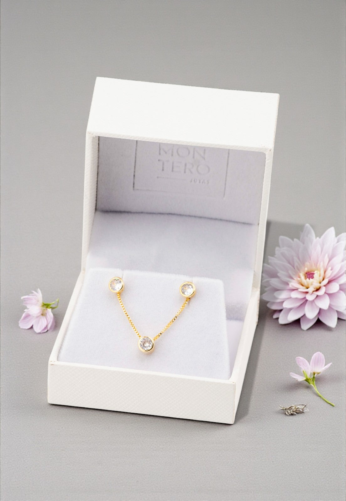Conjunto Luciana Gold Baño Oro 24k Circon Blanco