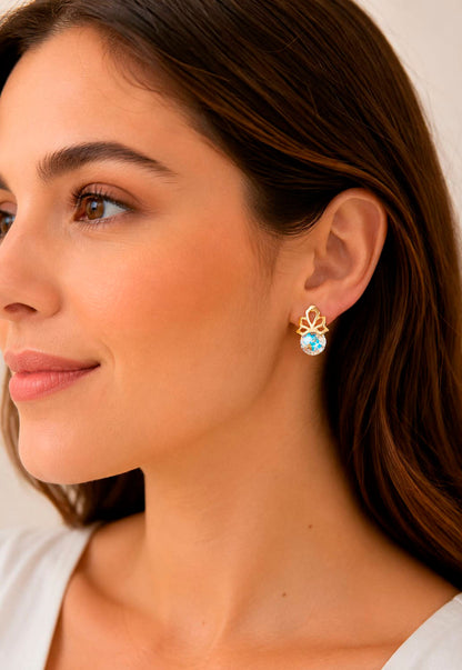 Aros Bali Gold 24K Cristal Swarovski® Aurora Boreal