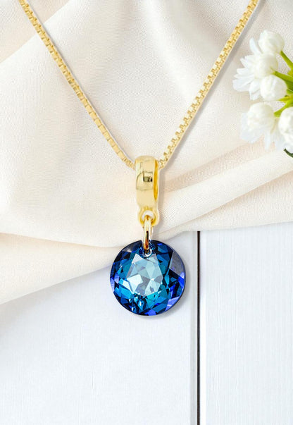 Collar Bali Gold 24K Cristal Genuino Bermuda Blue