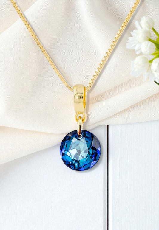 Collar Bali Gold 24K Cristal Genuino Bermuda Blue